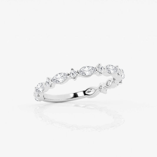 Marquise & Round F-VS2 Lab Grown Diamond 3/4 Eternity Wedding Band