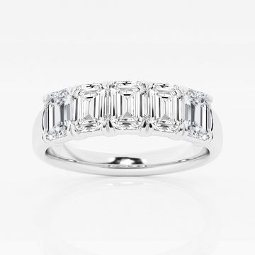 Emerald F-VS2 Lab Grown Diamond 5 Stone Wedding Band in Solid Gold