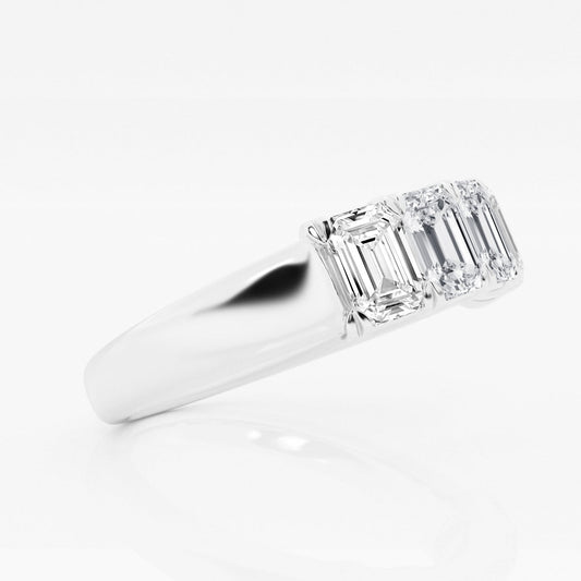 Emerald F-VS2 Lab Grown Diamond 5 Stone Wedding Band in Solid Gold