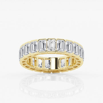 Bezel Set Emerald F-VS2 Lab Grown Diamond Eternity Wedding Band