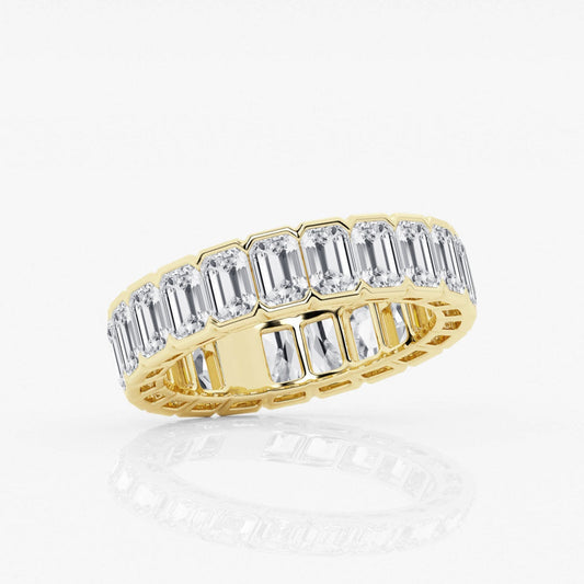 Bezel Set Emerald F-VS2 Lab Grown Diamond Eternity Wedding Band