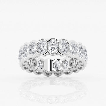 Oval F-VS2 Lab Grown Diamond Half Bezel Wedding Band