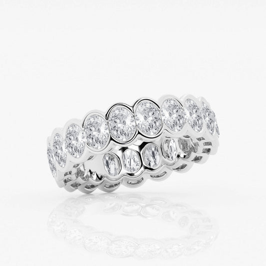 Oval F-VS2 Lab Grown Diamond Half Bezel Wedding Band