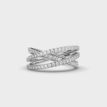 Round Cut Diamond Cross Over Moissanite Wedding Band Her