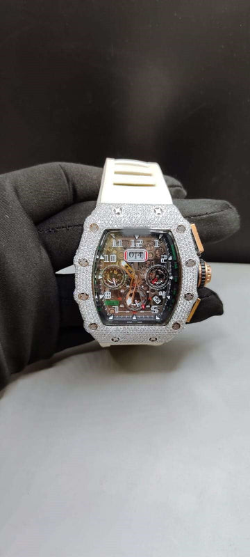 Full Iced Out Diamond Watch, Working VVS Moissanite Diamond Men Wrist Watch, Wedding Gift Diamond Watch For Him
