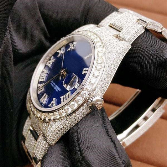 Trendy VVS Diamond Iced Out Men Watch White Gold Plated Stainless Steel Men Watch