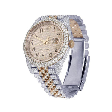Rolex Jubilee Datejust Round VVS Diamond Men Watch, Rose & White Gold 2 Tone Plated Stainless Steel Men Watch