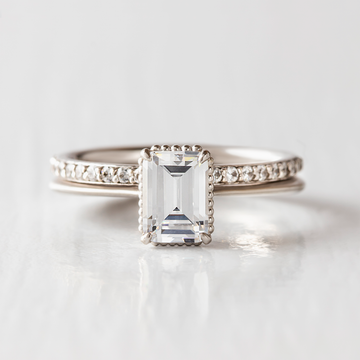 0.92CT Emerald Vintage Solitaire Moissanite Engagement Ring