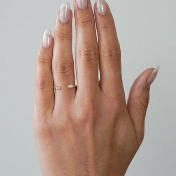 0.45CTW  Emerald  Cut Moissanite Unique Wedding Band