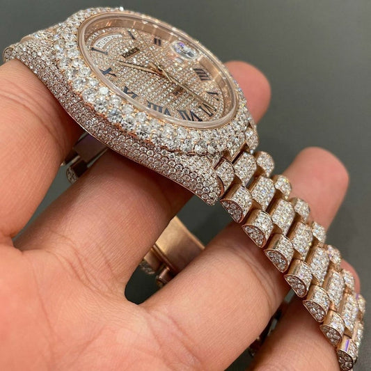 Iced Out Moissanite Diamond Watch, Luxury Automatic Watch