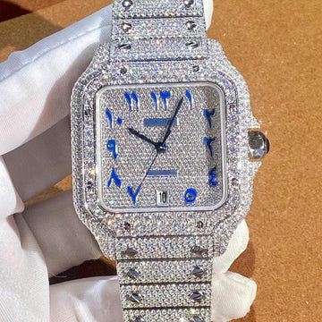 VVS Diamond Bust Down With Embossed Band Automatic Watch
