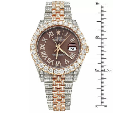 Iced Out Two Tone Rolex Men's Diamond Watch